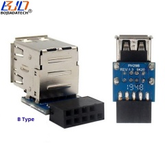 Motherboard 9Pin Header to 2 Ports USB 2.0 Type-A Connector Adapter Card PH29B