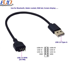 Motherboard USB2.0 9PIN to USB 2.0 Type-A Connector Adapter Data Extension Cable 20CM 40CM