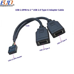 Motherboard 9PIN Header to USB 2.0 Type-A + Type-E Adapter Data Extension Cable 15CM