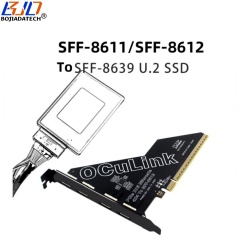 PCI-E 4.0 16X to 4 * Oculink SFF-8611 SFF-8612 Adapter Converter Card for U2 NVME SSD MB Support PCIe X4X4X4X4 Bifurcation