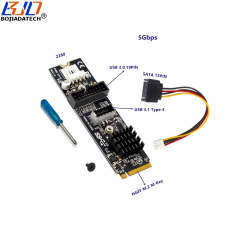 USB 3.0 19PIN + Type-E (Front Type-C) Socket to M.2 NVME M-Key Adapter Expansion Riser Card 5Gbps