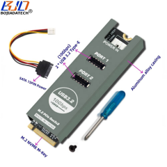 2 * USB 3.2 Type-E Connector (Front Type-C) to M.2 NVME M-Key Adapter Expansion Card with Aluminum Alloy Casing