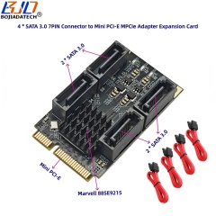 4 * SATA 3.0 7PIN to Mini PCI-E MPCIe Adapter Expansion Card 88SE9215 With SATA3 Data Extension Cable for Hard Disk Drive