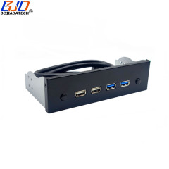 5.25" Desktop Front Panel With 2 * USB 3.0 + 2 * USB 2.0 Type-A Connector + Power & Reset Button for PC Computer Case