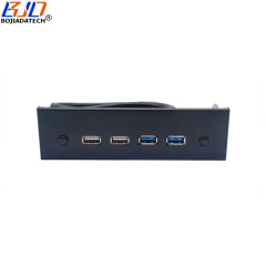 5.25" Desktop Front Panel With 2 * USB 3.0 + 2 * USB 2.0 Type-A Connector + Power & Reset Button for PC Computer Case