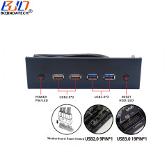 5.25" Desktop Front Panel With 2 * USB 3.0 + 2 * USB 2.0 Type-A Connector + Power & Reset Button for PC Computer Case