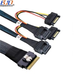 Slimline SFF-8654 8i to 2 * GEN-Z 1C 56PIN Connector Server Data Extension Cable With SATA 15PIN Power 50CM 80CM