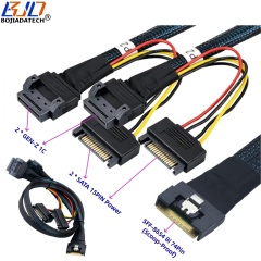 Scoop-Proof Slimline SFF-8654 8i 74PIN to 2 * GEN-Z 1C 56PIN Server Data Extension Cable 50CM 80CM with SATA 15PIN Power