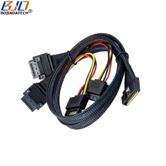 Scoop-Proof Slimline SFF-8654 8i 74PIN to 2 * GEN-Z 1C 56PIN Server Data Extension Cable 50CM 80CM with SATA 15PIN Power