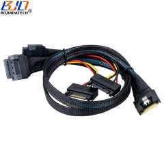 Scoop-Proof Slimline SFF-8654 8i 74PIN to 2 * GEN-Z 1C 56PIN Server Data Extension Cable 50CM 80CM with SATA 15PIN Power