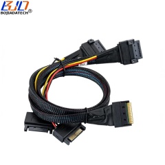 Scoop-Proof Slimline SFF-8654 8i 74PIN to 2 * GEN-Z 1C 56PIN Server Data Extension Cable 50CM 80CM with SATA 15PIN Power