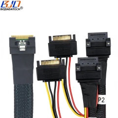 Scoop-Proof Slimline SFF-8654 8i 74PIN to 2 * GEN-Z 1C 56PIN Server Data Extension Cable 50CM 80CM with SATA 15PIN Power