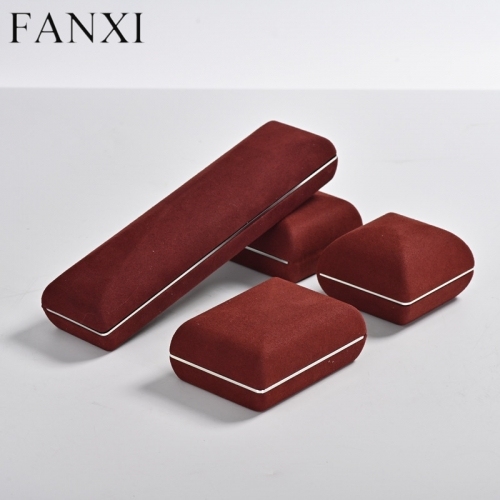 Wine red microfiber jewelry packing box
