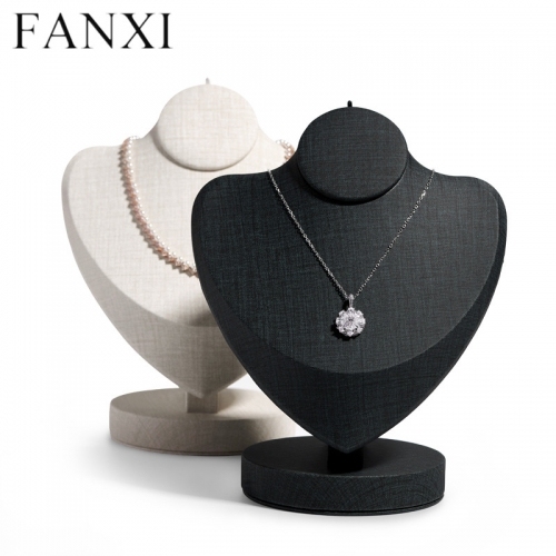 Custom colour black white leather necklace display bust
