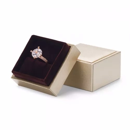 Gold colour leatherette paper jewellery packaging box Gold colour leatherette paper jewellery packaging box