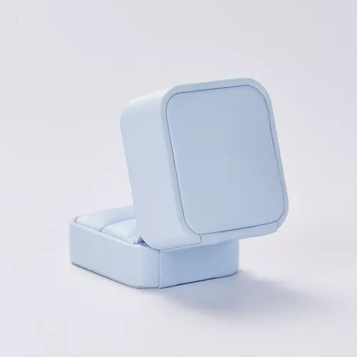 FANXI custom logo & colour light blue leather jewelry packaging box