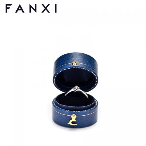 FANXI custom logo & colour leather jewelry ring packaging box