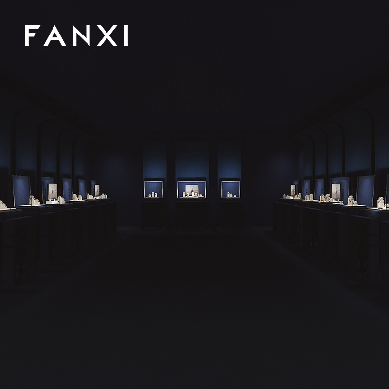 FANXI hot sale metal struture watch display stand with off-white microfiber