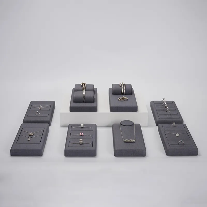 FANXI custom grey leather jewelry display set