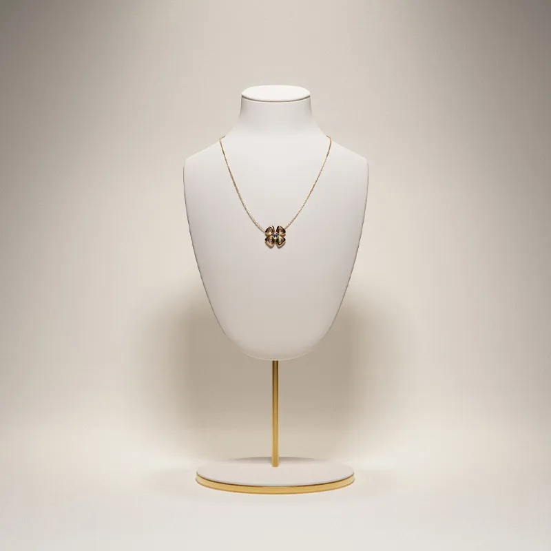 Luxury metal frame jewelry display set with white microfiber