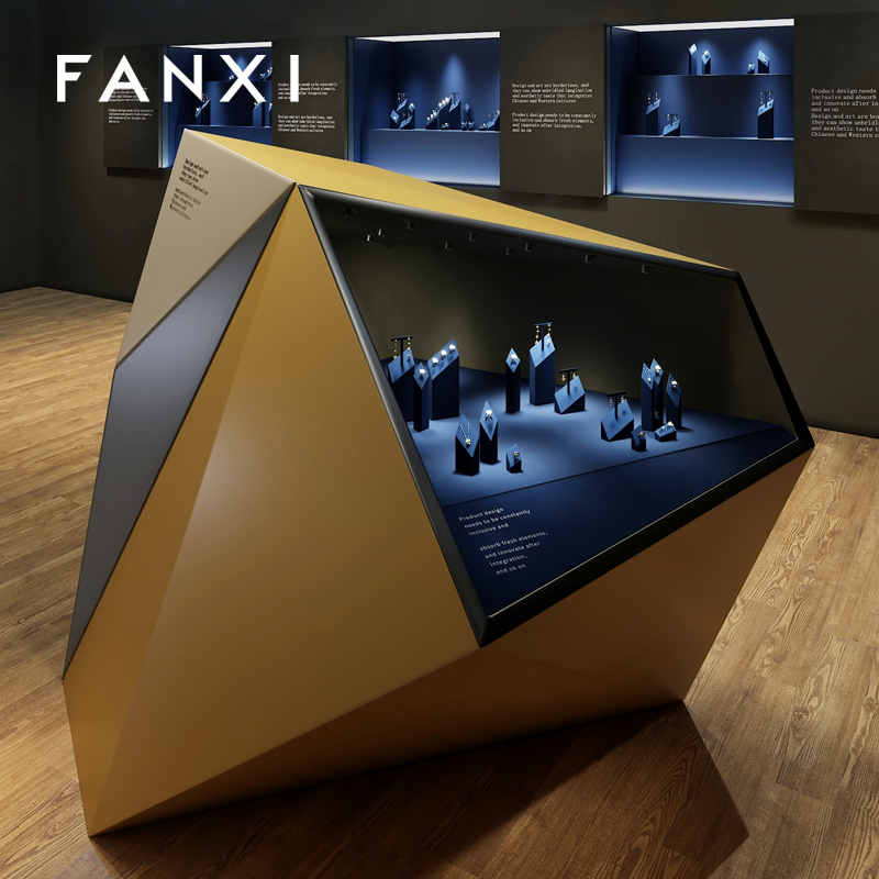 FANXI luxury blue microfiber ring holder earring display