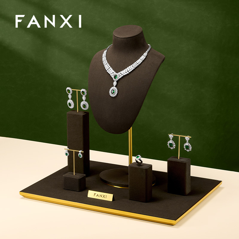 FANXI New design Brwon Metal Frame Jewelry Display Set