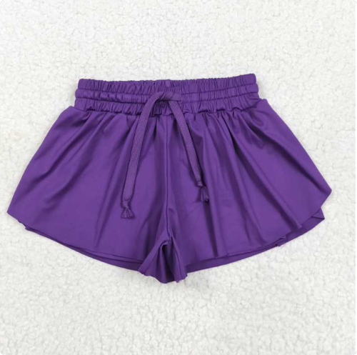 SS0602 Solid purple yoga shorts