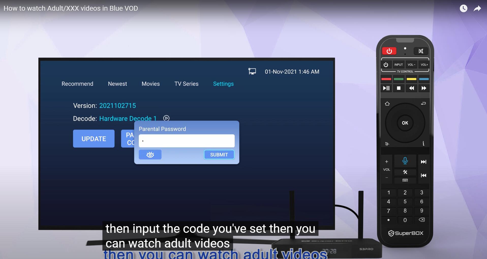 How to watch Adult/XXX/18+ videos in SuperBox Blue VOD?