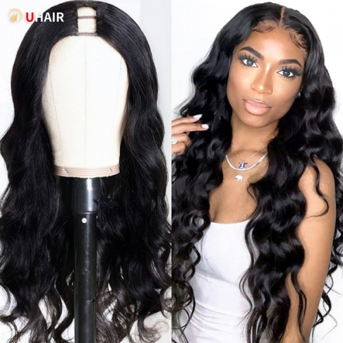 UHAIR 150% Density Wig Glueless U Part Wig Human Hair Wig Body Wave for Women Without Sewing