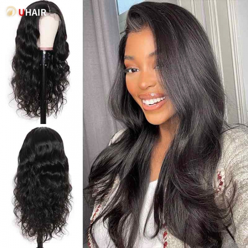 UHAIR 200% Density 13x4 Lace Front Human Hair Wigs Body Wave Glueless Wig for Black Women
