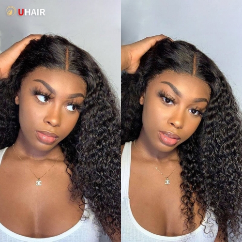 UHAIR Jerry Curly Human Hair Wigs 5x5 Closure Wig Human Hair Wigs for Black Women Pre-Plucked with Baby Hair