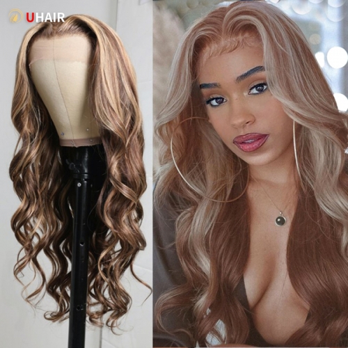 UHAIR 13x4 Honey Blonde Wigs Beginner Friendly Wigs Body Wave Human Hair Lace Front Wig