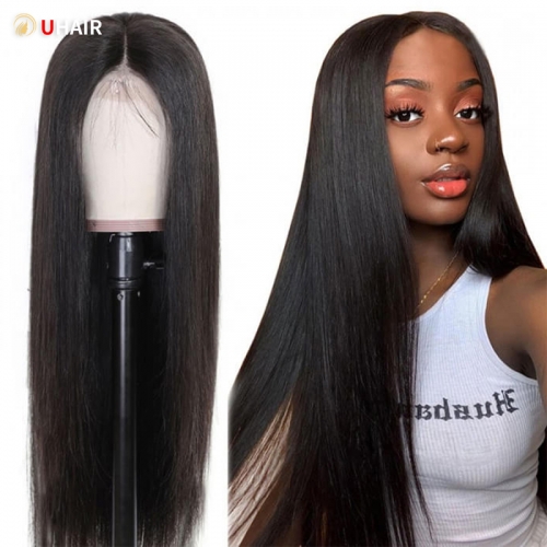 UHAIR 13x4 Brazilian Virgin Human Hair Lace Front Wigs - Natural Look, 150% Density!