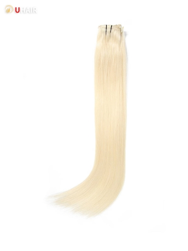 UHAIR Clip-in Hair Extensions Blonde Real Human Hair #60 Platinum Blonde Clip In Hair Extensions for Short Hair
