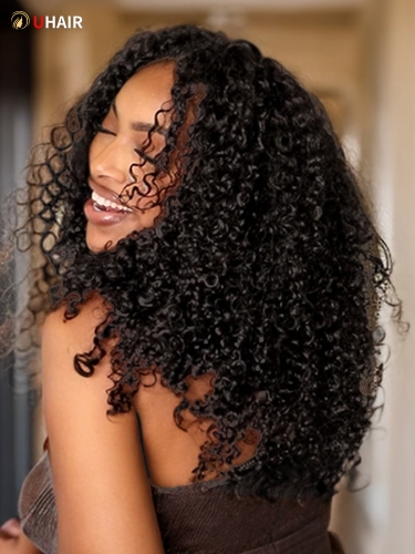 UHAIR 4x0.75 / 13x4 HD Transparent Lace Wigs Durable & Versatile Curly Natural Black Wigs