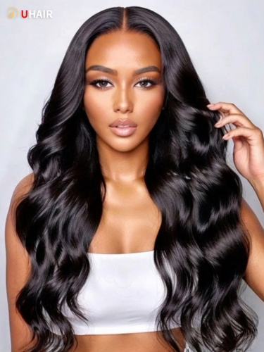 UHAIR Body Wave 3 Bundles with 5x5 Invisible Knots Lace Closure 100% Human Hair Extensions