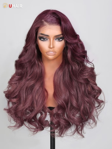 UHAIR Dark Purple Wig 13x4 Lace Front Silky Straight Wig Human hair for Natural Looking Wigs