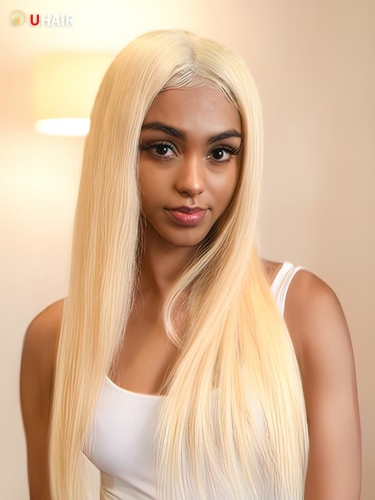 UHAIR 613 Blonde Straight Virgin Hair Wig 4x4 Closure Deluxe 4PCS Bundle Wig Human Hair For Woman