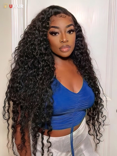 UHAIR Enchanting Waves 13x4 Lace Front Wig - Natural Human Loose Wave Wig with Pre-Plucked Baby Hair Edges
