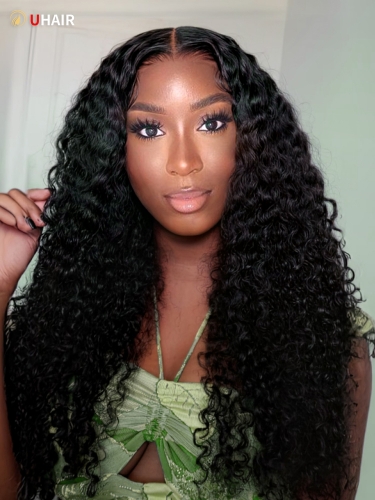 UHAIR 100% Human Hair Seamless Natural Curly Clip In Hair Extensions Curly Hair Wig For Black Woman