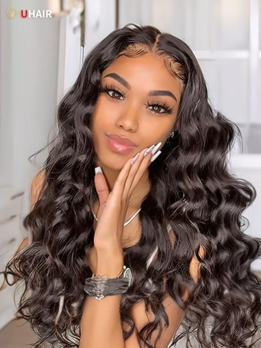 UHAIR Body Wave 360 Full Lace Front Wig 180 Density Pre-Plucked Human Hair Wigs with Baby Hair
