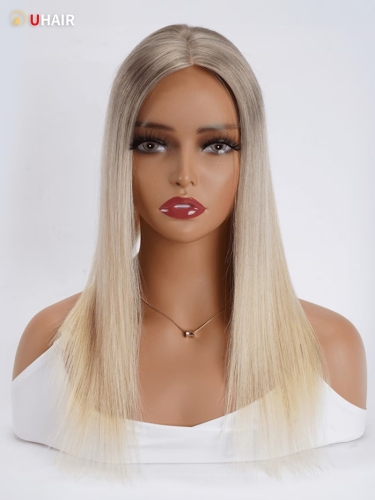 UHAIR Topper Dirty Blonde Clip in Hair Extensions Comfortable Lace Front Wigs