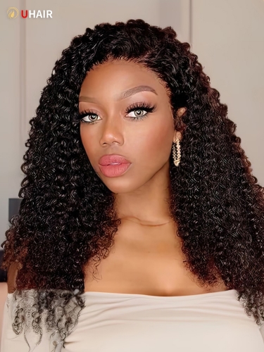 UHAIR Melted Hairline Wigs 5x5 HD Lace Closure Deep Parting Curly Hair Invisible Knots Wig