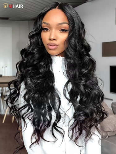 UHAIR U Part Wig Human Hair 250% High Density Body Wave Hair Styles Sew In Wigs