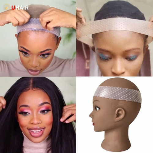 UHAIR Transparent Silicone Headband Natural Grip Comfort Elastic Wig Grip Cap(1 pc)