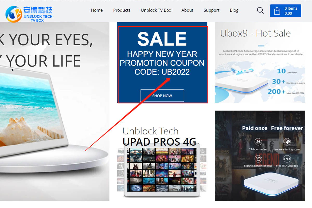How to Use The Discount Code When Placing An Order at UnblocktechTVBox to Buy Unblock TV Box?