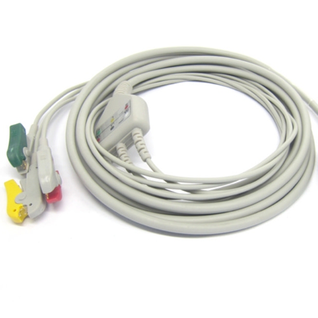 Factory supplier One-piece 3 or 5 Leads Snap Or Clip ECG cable and leadwires for Fukuda 12pin