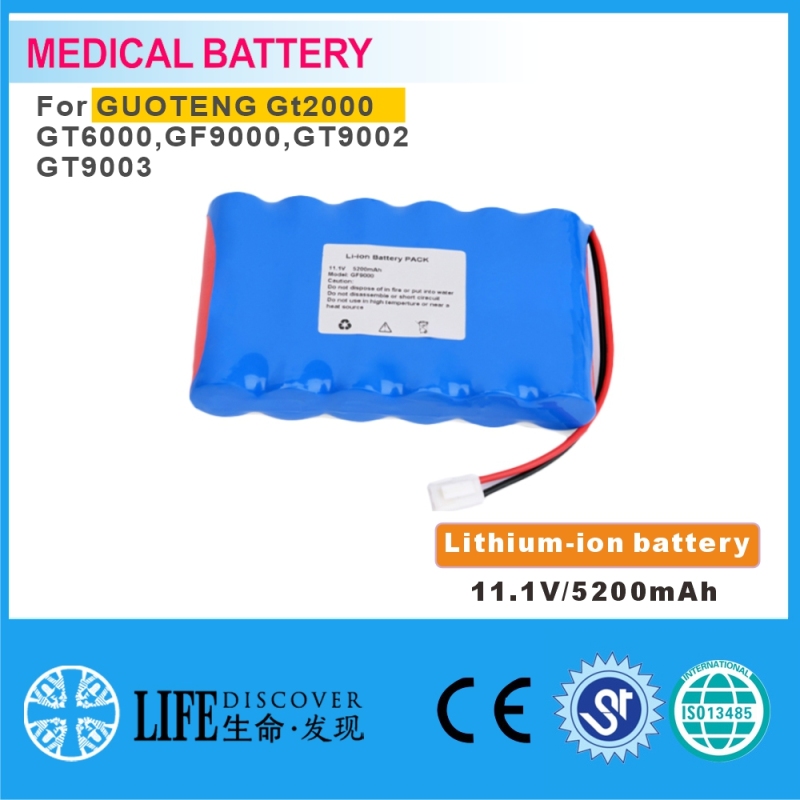 Lithium-ion battery 11.1V 5200mAh GUOTENG GT2000,GT6000,GF9000,GT9002,GT9003 patient monitor