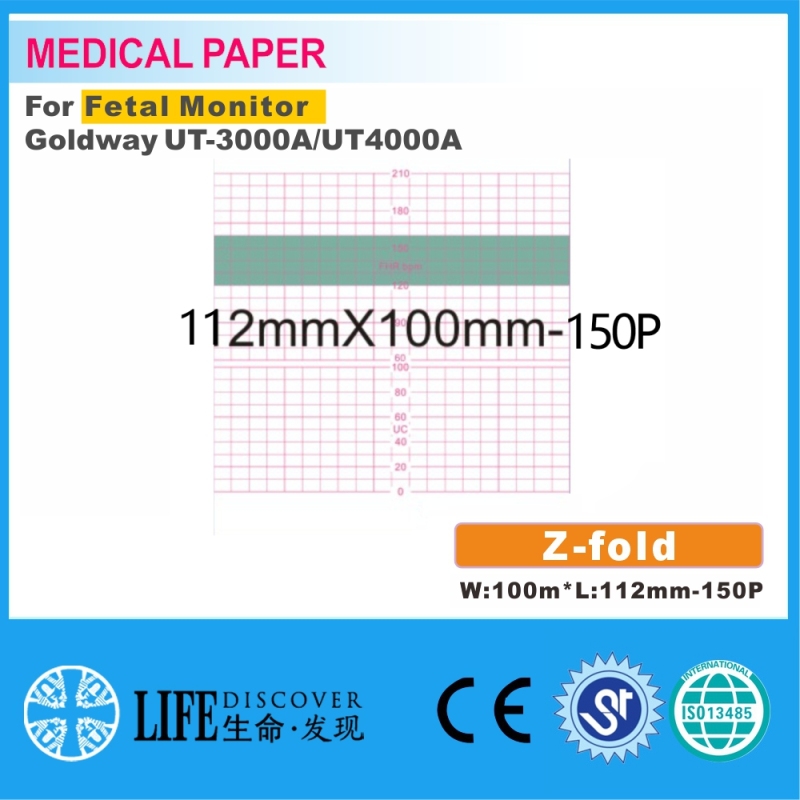 Medical thermal paper 112mm*100mm-150P For Fetal Monitor Goldway UT-3000A/UT4000A 5 books packing
