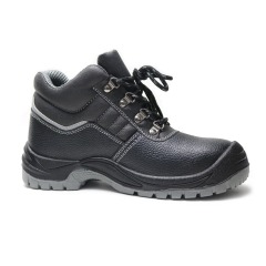 Steel Toe Cow Leather PU Injection Construction Safety Shoes